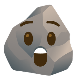 Astonished face and Rock
