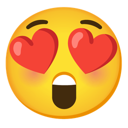 Astonished face and Smiling face with heart-eyes