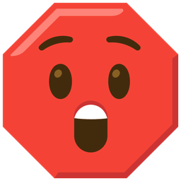 Astonished face and Stop sign