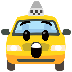 astonished face and taxi