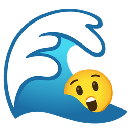 astonished face and water wave