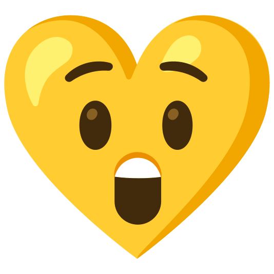 Astonished face and Yellow heart