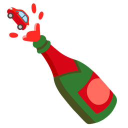 automobile and bottle with popping cork