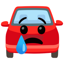 automobile and crying face