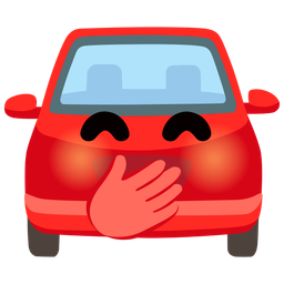 automobile and face with hand over mouth
