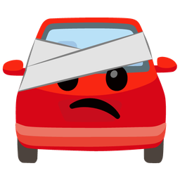 automobile and face with head-bandage