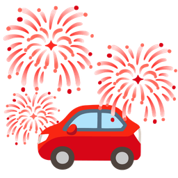 automobile and fireworks