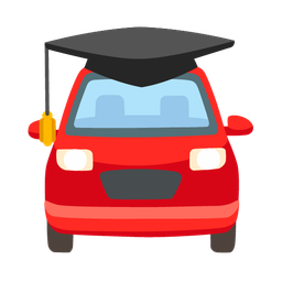 automobile and graduation cap