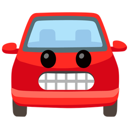 automobile and grimacing face