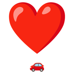 automobile and heart exclamation