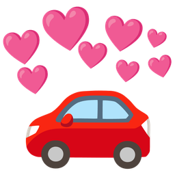 automobile and heart with arrow