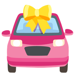 automobile and heart with ribbon