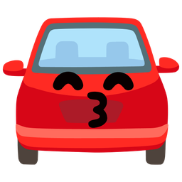 Automobile and Kissing face with smiling eyes