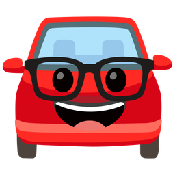 automobile and nerd face