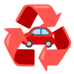 automobile and recycling symbol