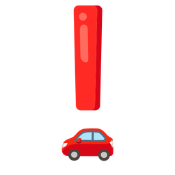 automobile and red exclamation mark