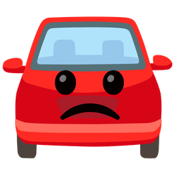 automobile and slightly frowning face