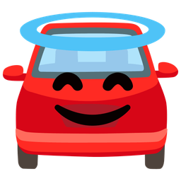 Automobile and Smiling face with halo