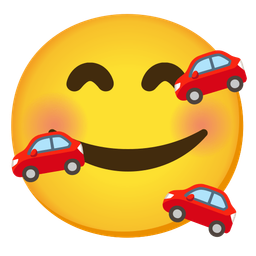 Automobile and Smiling face with hearts