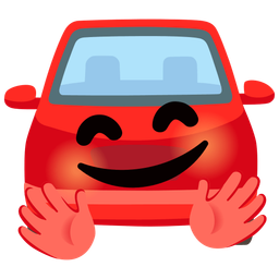 Automobile and Smiling face with open hands