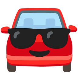 automobile and smiling face with sunglasses