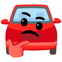 automobile and thinking face