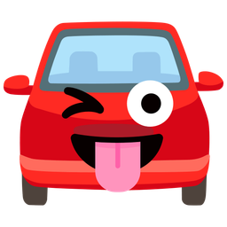 Automobile and Winking face with tongue