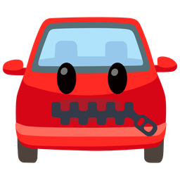 automobile and zipper-mouth face