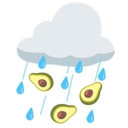 avocado and cloud with rain