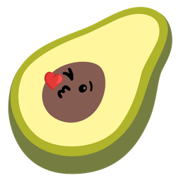 Avocado and Face blowing a kiss