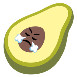 avocado and face with steam from nose