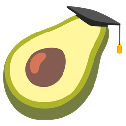 avocado and graduation cap