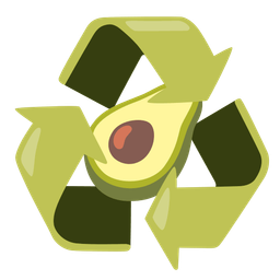 avocado and recycling symbol