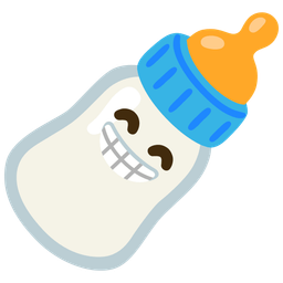 Baby bottle and Beaming face with smiling eyes