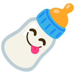 Baby bottle and Face savoring food