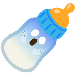 Baby bottle and Face screaming in fear