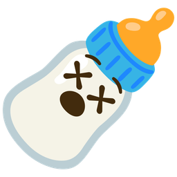 Baby bottle and Face with crossed-out eyes