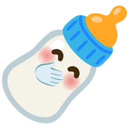 Baby bottle and Face with hand over mouth