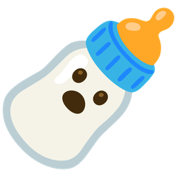 Baby bottle and Face with open mouth