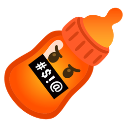 Baby bottle and Face with symbols on mouth