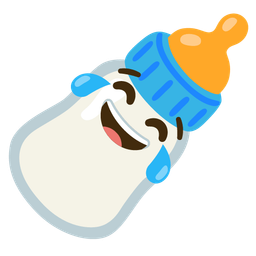 Baby bottle and Face with tears of joy