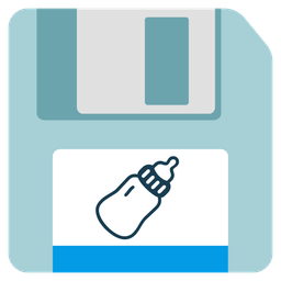 Baby bottle and Floppy disk