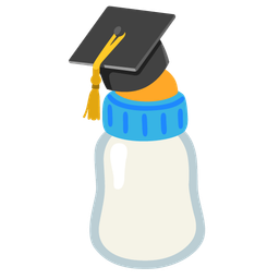 Baby bottle and Graduation cap