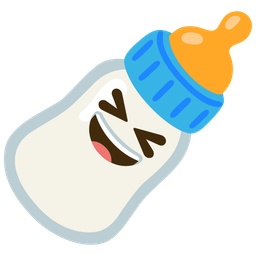 Baby bottle and Grinning squinting face
