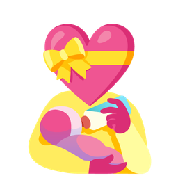 Baby bottle and Heart with ribbon