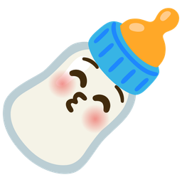 Baby bottle and Kissing face with closed eyes