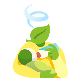 Baby bottle and Leaf fluttering in wind