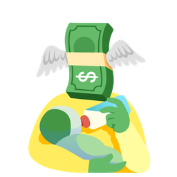 Baby bottle and Money with wings