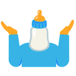 Baby bottle and Person shrugging