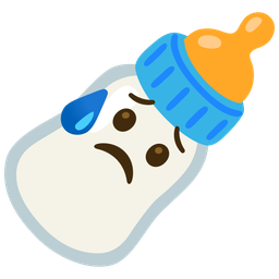 Baby bottle and Sad but relieved face